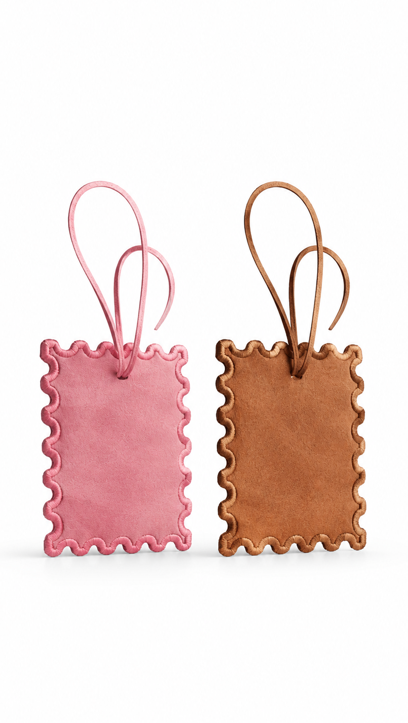 Scalloped Leather Hanging Charm